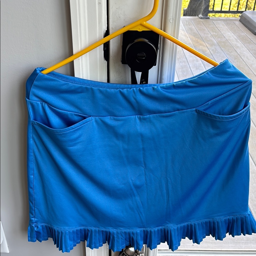 Blue Golf Skort with Pleated Ruffle hem Hem